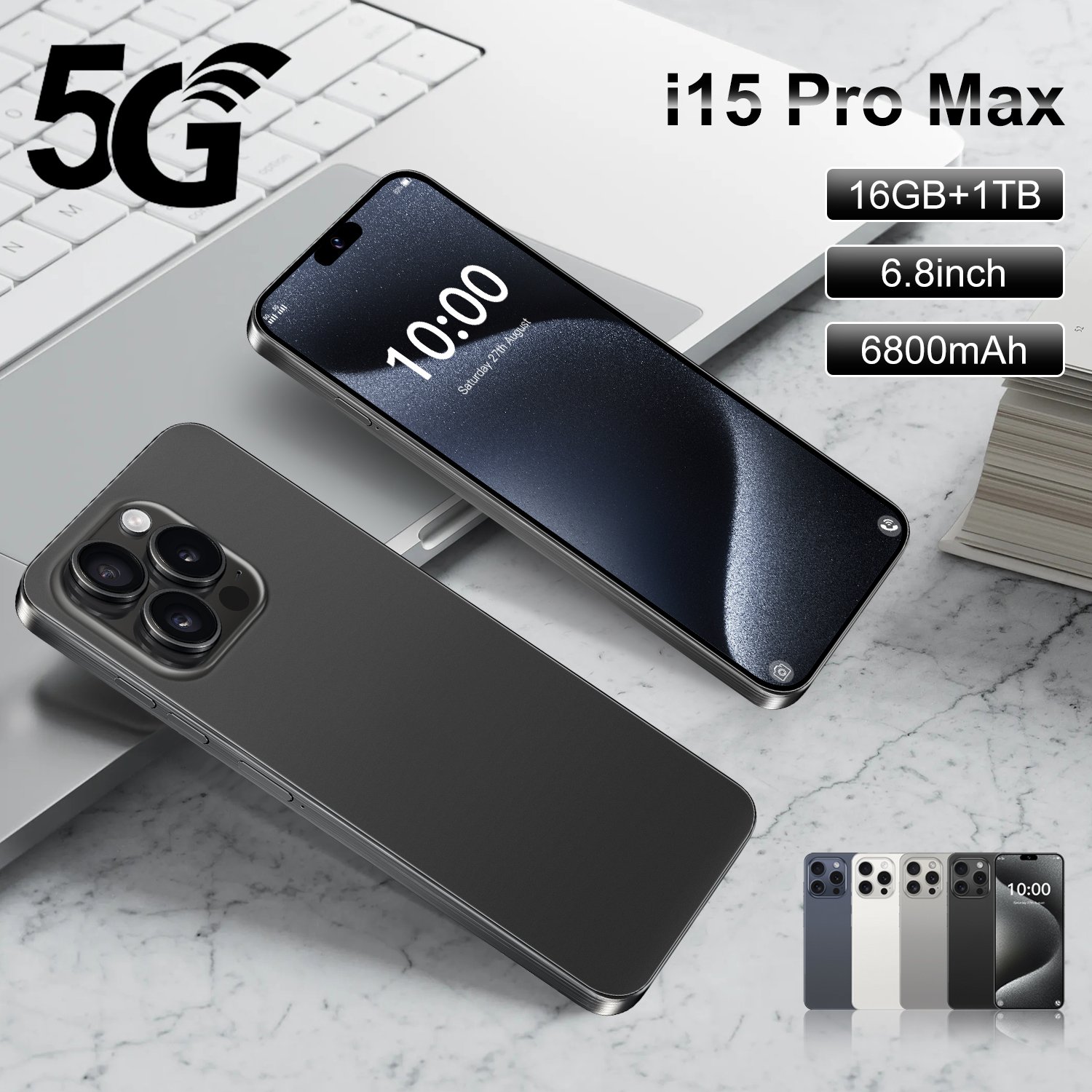 2024 Phone 15 Pro Max 6.7 Inch Original Full Screen WIFI BT FM GPS I15 Smartphone 12GB+512GB Android 4G 5G Mobile Phone