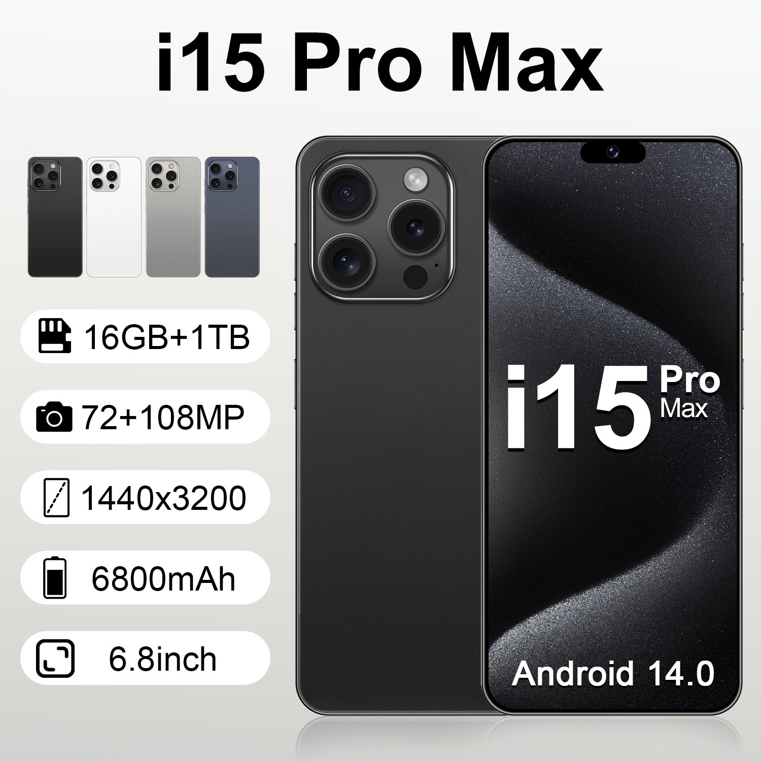 2024 Phone 15 Pro Max 6.7 Inch Original Full Screen WIFI BT FM GPS I15 Smartphone 12GB+512GB Android 4G 5G Mobile Phone