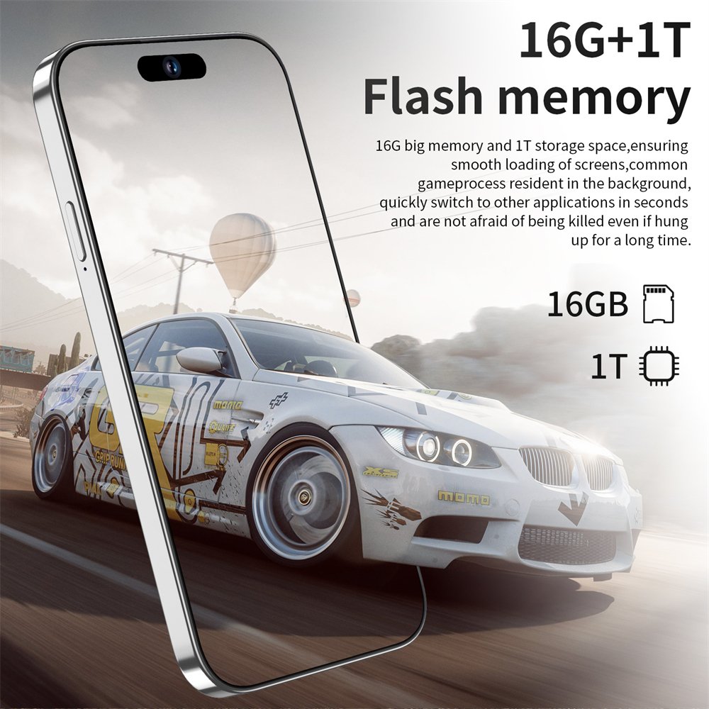New 5G Smartphone 15 Pro Max 16GB+1TB 50MP+108MP 7.3 Inch 10 Core 5G Mobile Smartphone With Double Sim Card Android Cell Phone