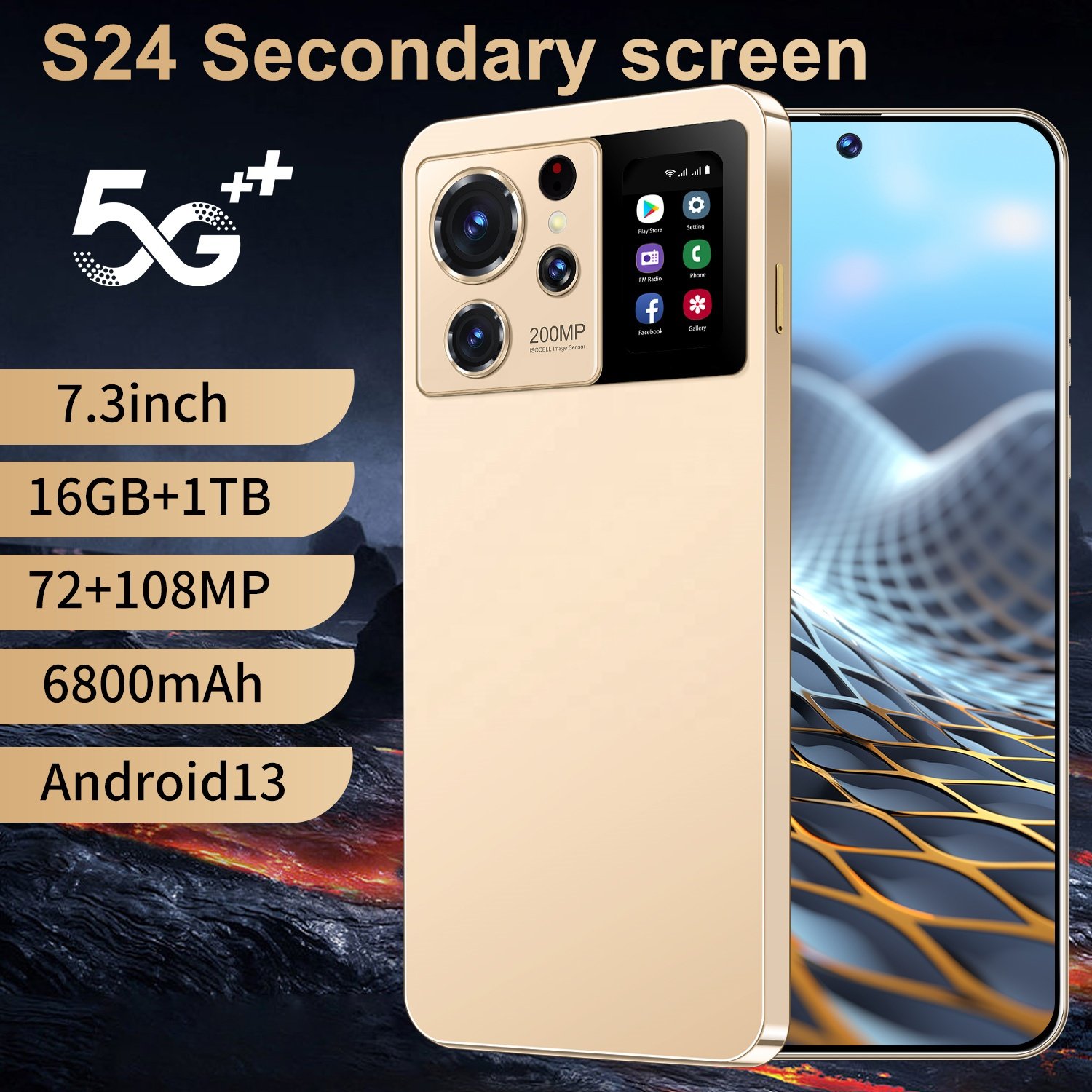 NEW S24 ultra Secondary screen 5G Smartphone 6.7inch Android13.0 Cellphone Global Edition New Smart Game Imaging Mobilephone