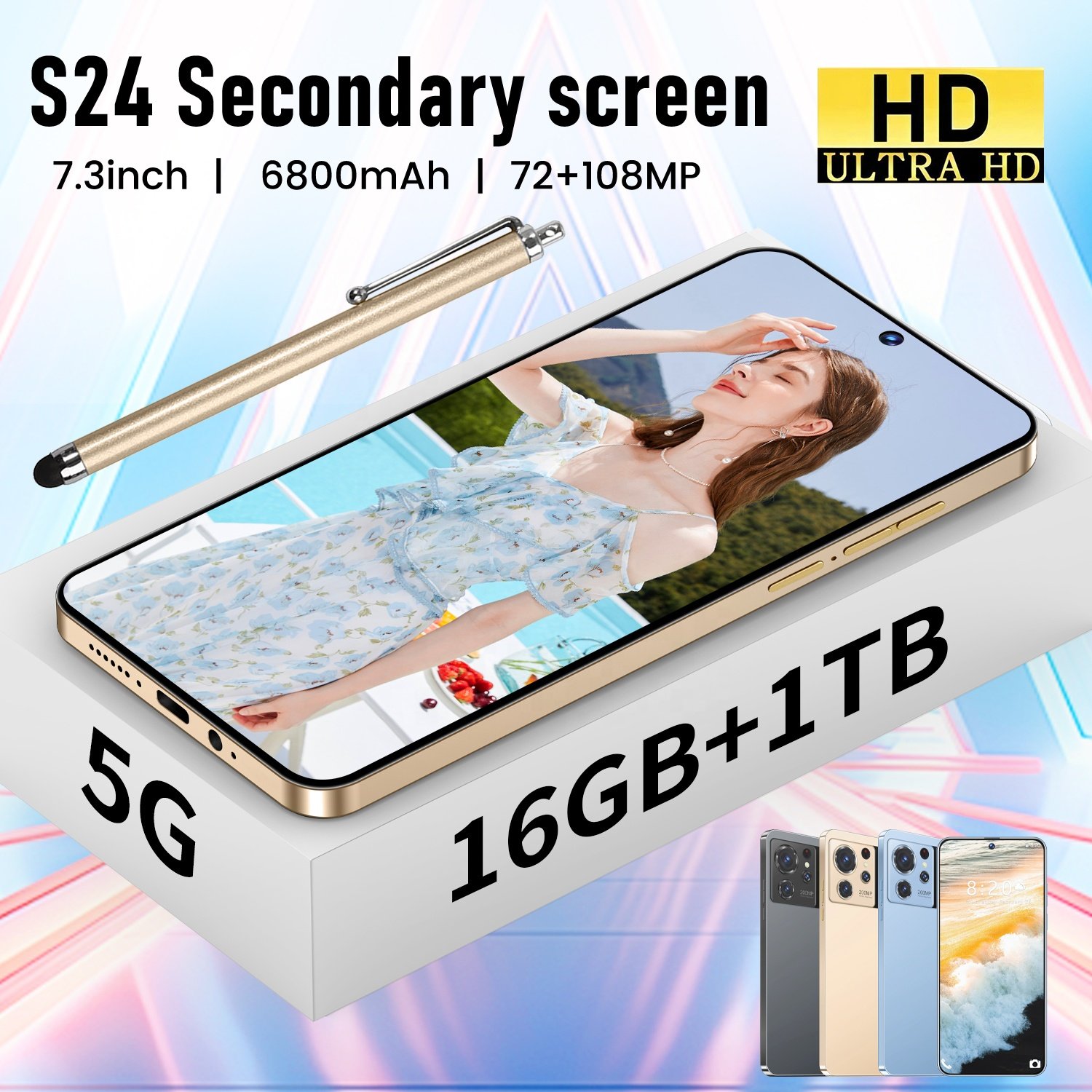 NEW S24 ultra Secondary screen 5G Smartphone 6.7inch Android13.0 Cellphone Global Edition New Smart Game Imaging Mobilephone
