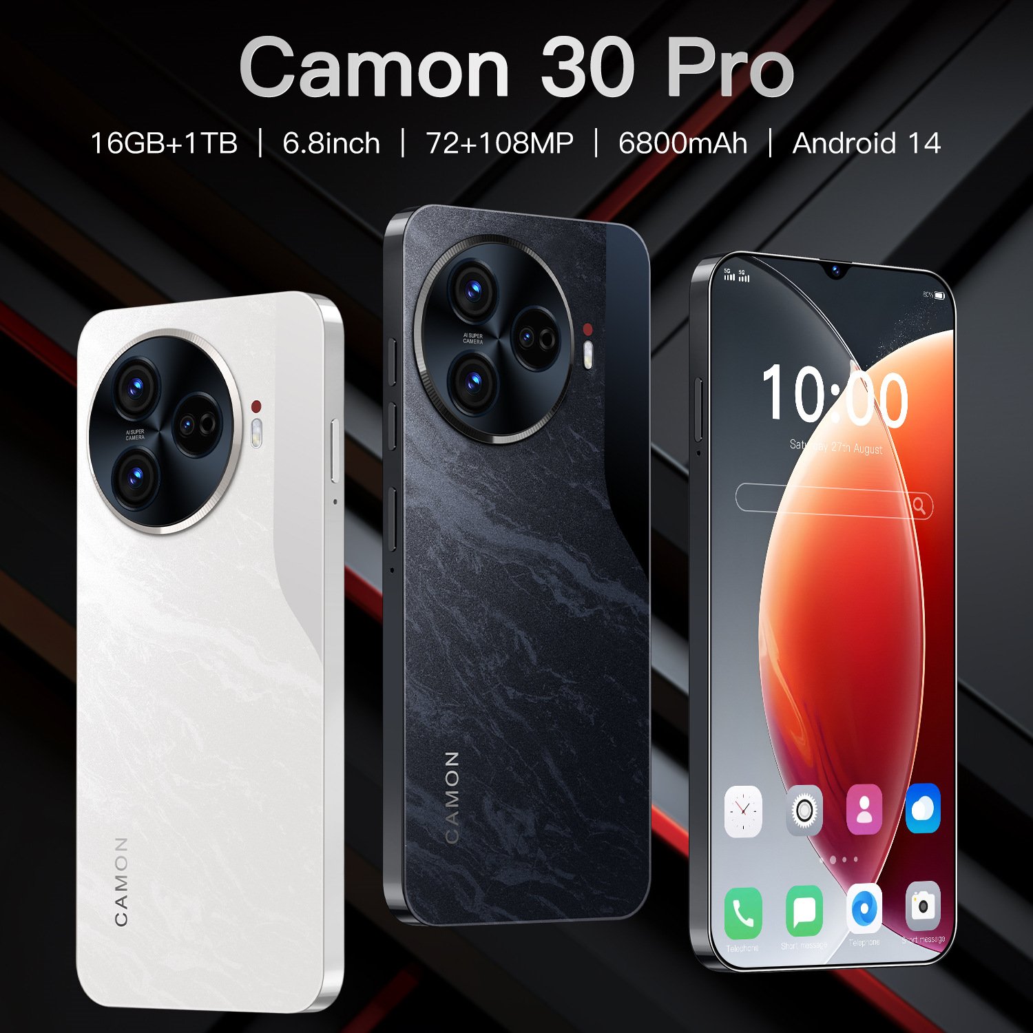 Wholesale Camon 30 Pro Smartphone 2+16GB 3G HD Screen 108MP Rear Camera 65W Fast Charging Ten-Core CPU Dual Sim English Version
