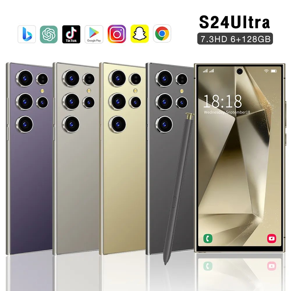 Cheap Best Selling 7.3inch Telephone Fast Charging Unlock 4g Wifi S23 S24 6+128g Galaxy S24 Ultra Smartphone S-pen Android Phone