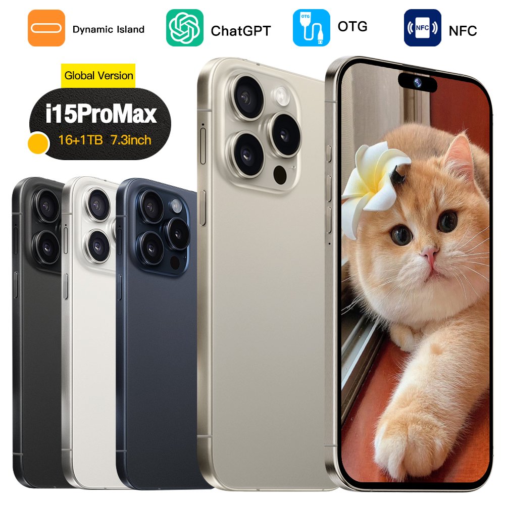 2024 Phone 15 pro max 6.7 inch Original Full Screen WIFI BT FM GPS I15 Smartphone 12GB+512GB Android 4G 5G Mobile phone
