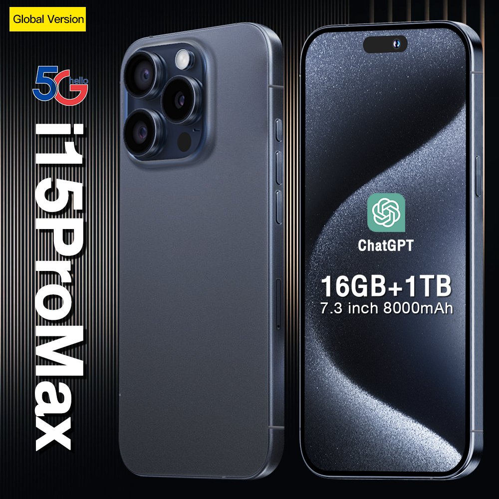5g Dual Sim Card I 15 Phone 15 Pro Max 5g Smartphones Smart Phone AMOLED Vivo T3x 5g Phone 1511 Box Speaker Global Version 65W