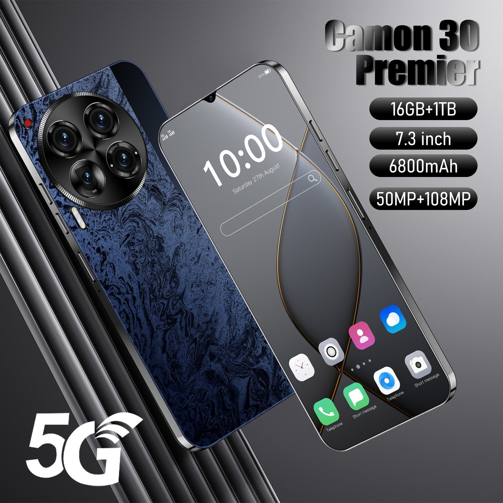 Best Sale 2024 Camon 30 Android13.0 Phone Original 7.3 Inch C30 Pro with 6800mAh 16GB + 1TB 50MP + 108MP GSM LTE Cellular