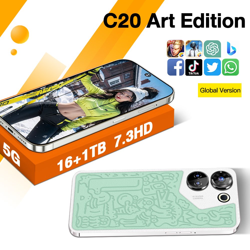 Original Brand New Gaming Mobile Phone 5G Smartphone C20 Art Smart Phone 15 14 16G 1T Cheap Telephone Telefon Inteligente Medome