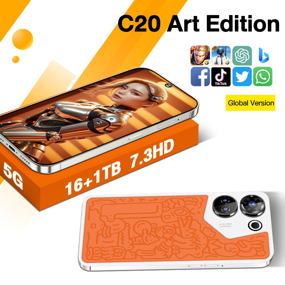 Original Brand New Gaming Mobile Phone 5G Smartphone C20 Art Smart Phone 15 14 16G 1T Cheap Telephone Telefon Inteligente Medome