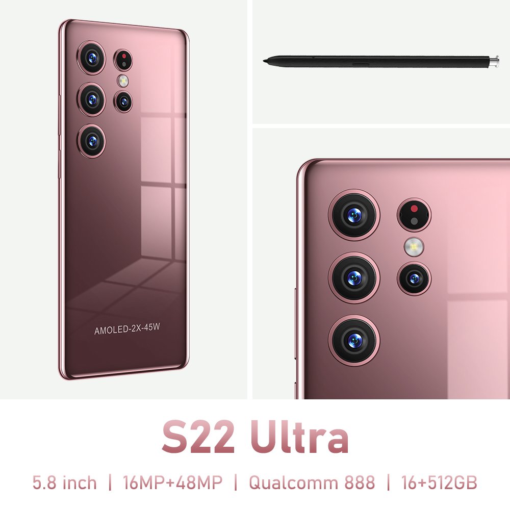 S22 Ultra 16gb+512gb 16MP+48MP 5.8 Inch 10 Core 4g Mobile Smartphone With Double Sim Card Android Cell Phone