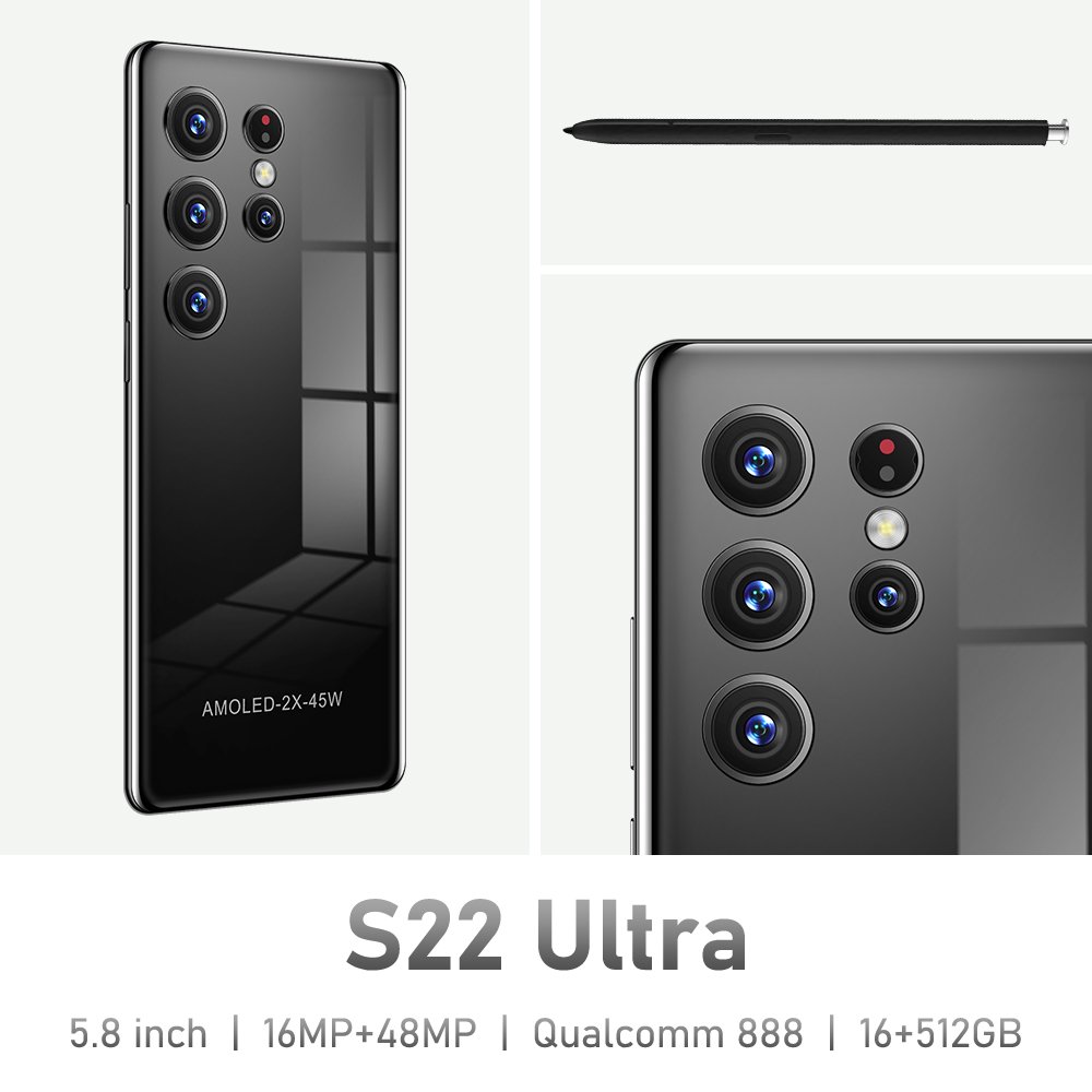 S22 Ultra 16gb+512gb 16MP+48MP 5.8 Inch 10 Core 4g Mobile Smartphone With Double Sim Card Android Cell Phone