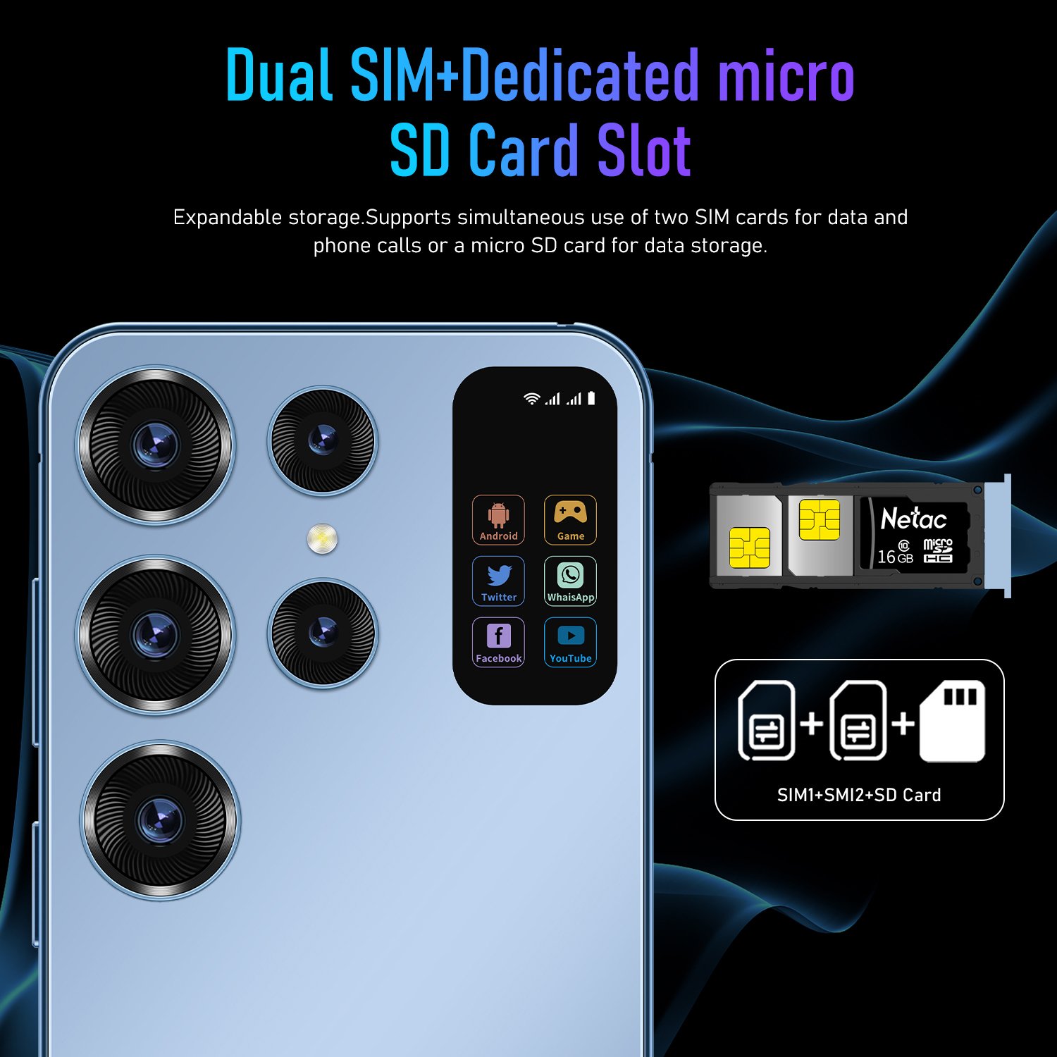 Hot selling S24 Ultra 7.0 inch multilingual unlocking smartphone 5G dual SIM card 16GB+512GB memory phone
