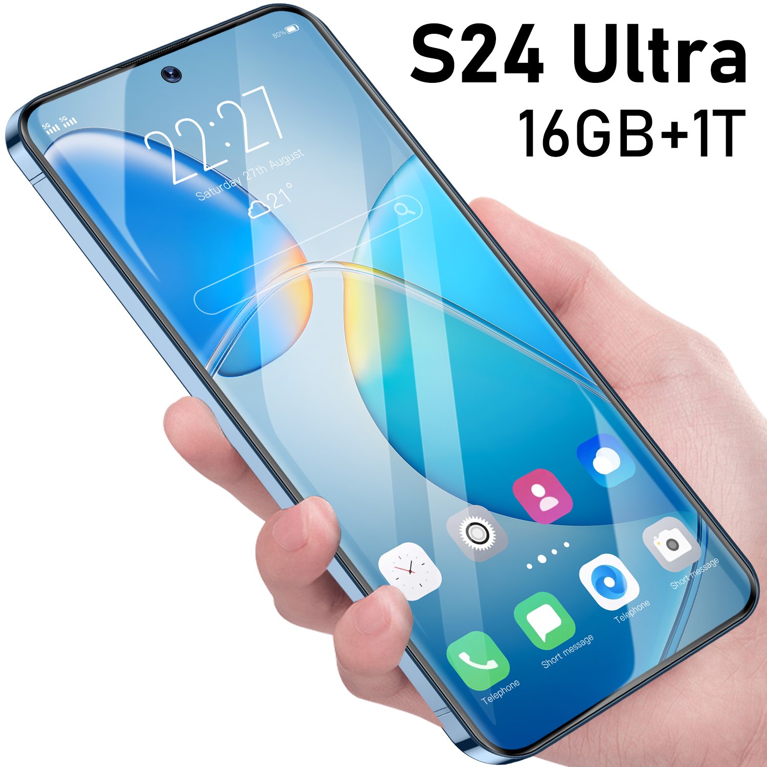 Hot selling S24 Ultra 7.0 inch multilingual unlocking smartphone 5G dual SIM card 16GB+512GB memory phone