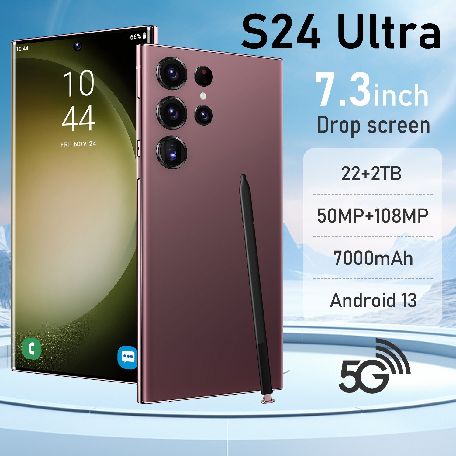 2024 New Brand 5G Smartphone S24 Ultra 7.3 inch Screen 16+512GB ROM+RAM Android Mobile Phones 6800A Original Unlocked Cell Phone