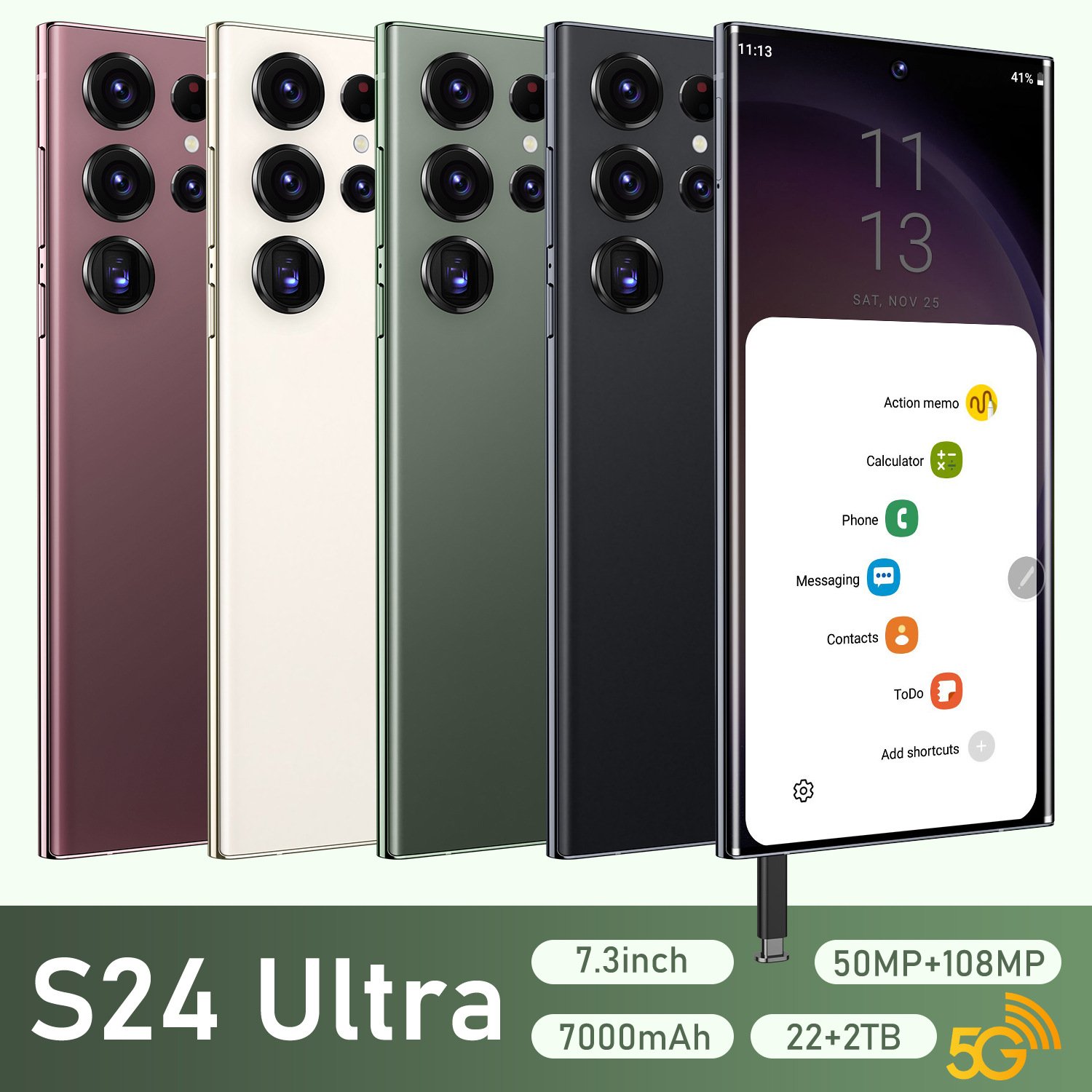 2024 New Brand 5G Smartphone S24 Ultra 7.3 inch Screen 16+512GB ROM+RAM Android Mobile Phones 6800A Original Unlocked Cell Phone