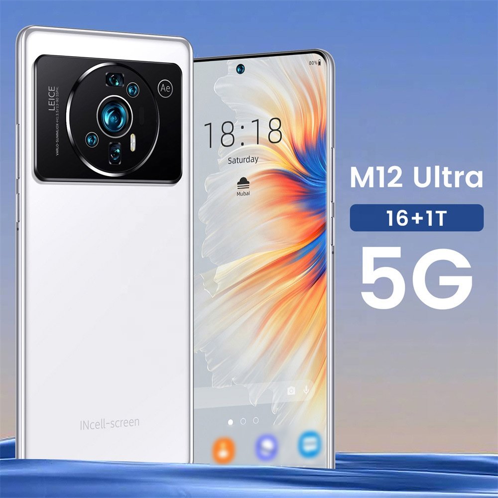 The New Mobile Phone Original Xiao M12 Ultra Smartphones 5g Unlocked Gaming Cellphones Mobile Phones 7.3 Inch 16gb+1t 48mp+72mp