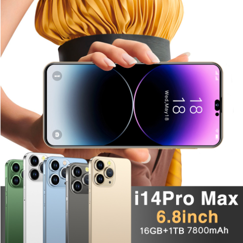New Arrival Mobile Phone Telephone Global Version 14 Pro Max Smartphone 6.8 Inch 16+1t Android Mobile Phone New Arrival