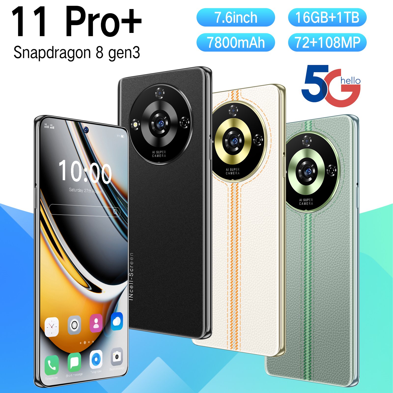 Wholesale 11 Pro+ Android Phone 5G Smartphone and Tablet HD OLED Display Quick Charge Android 11Phone