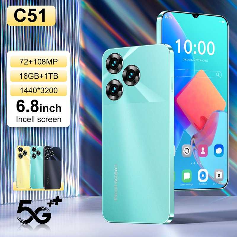 New C51 Wholesale China Cheap Unlocked Cell Phones 5G Low Price Phones Mobile Android Smartphone Factory Direct Sale