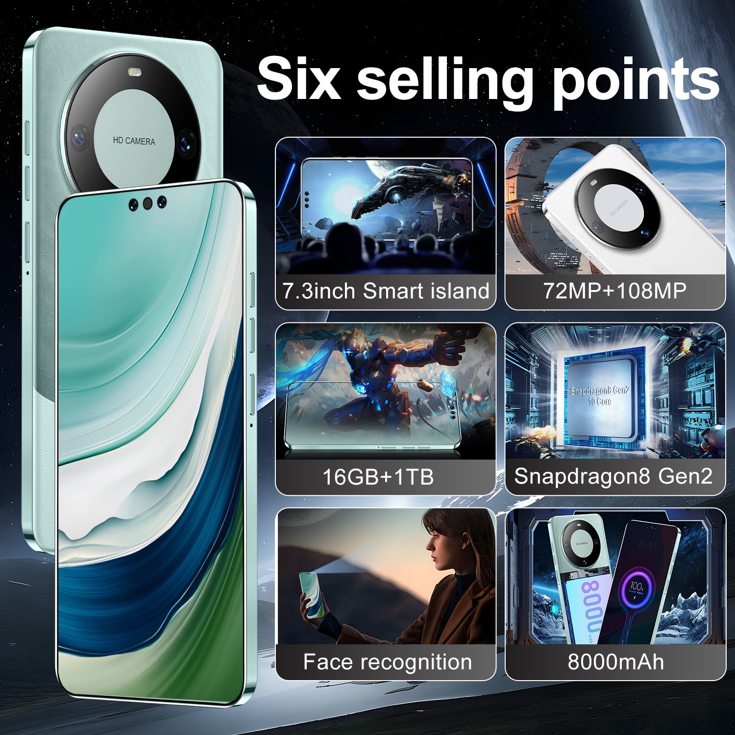 Best selling 5G smartphone Mate 60 Pro android phones telephone cell 7.3 inch wholesale 16G+1TB mobile 4G 5G