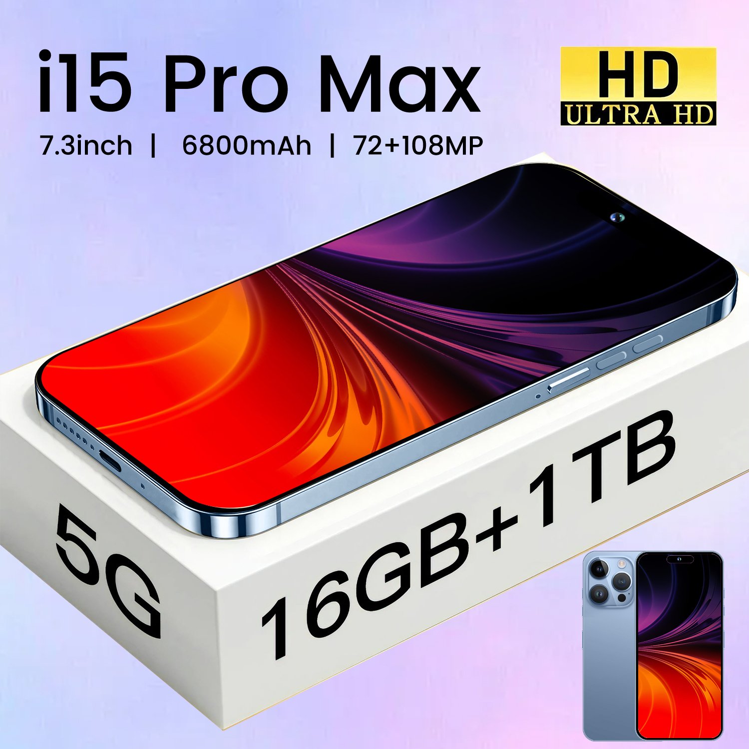 Original i15 phone 15 pro max neuf 6.7 inch 12GB + 512Gb Clone ioss smartphone 8-core celulares 15 pro max unlocked mobile phone