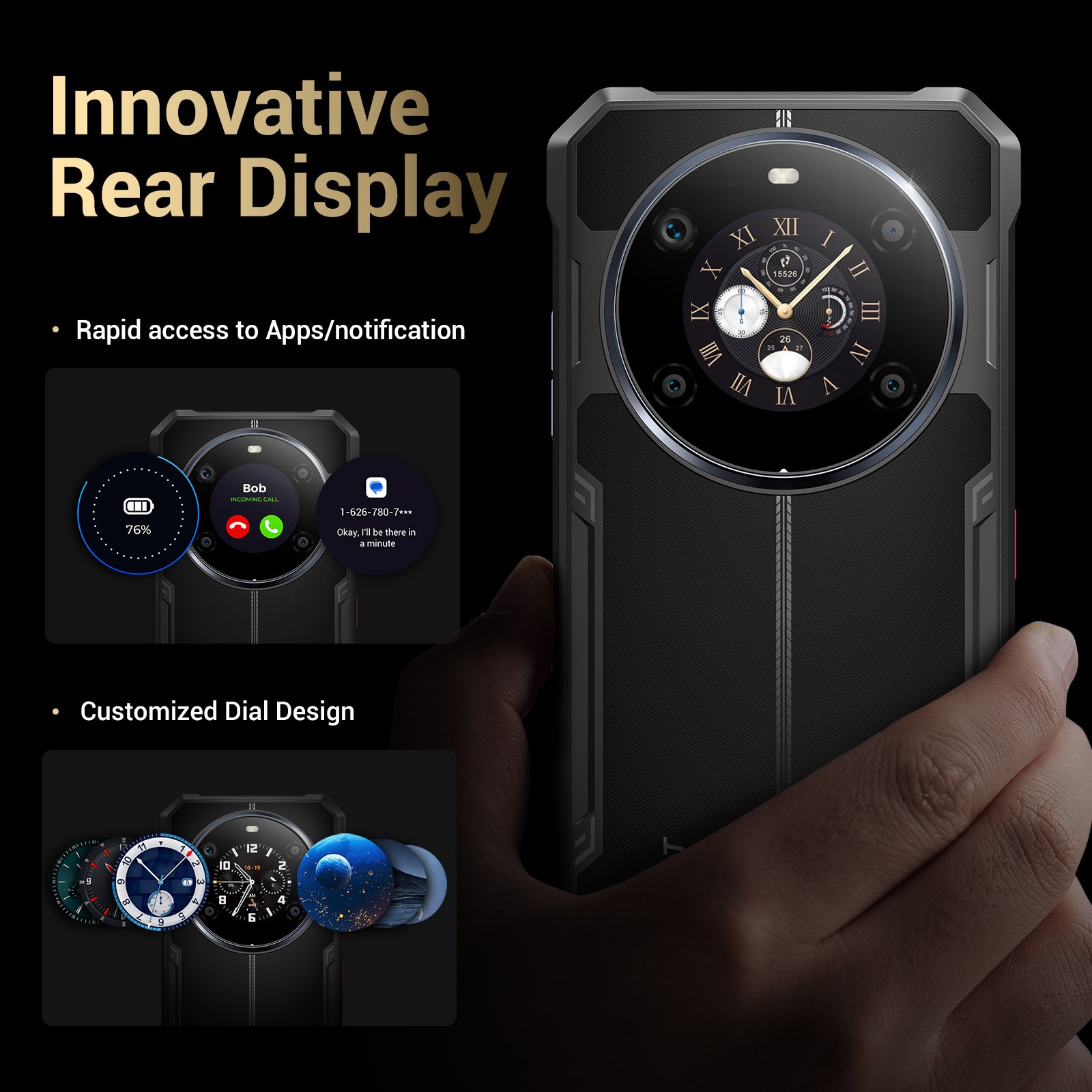 Fossibot F109 5g high speed processing 5g smartphone ruggedphone with rear Display 10600mAh NFC