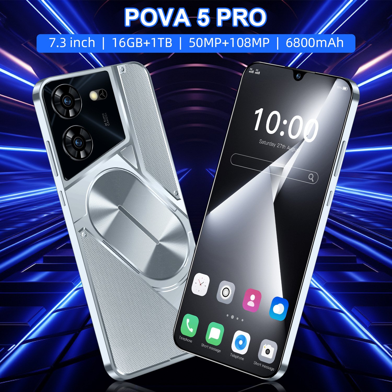 Hot Sale Pova 5 Pro 5g 5g Smartphone 16gb+1tb 6800 Mah Povo Android 13.0 Mobile Phone Tecno Phone