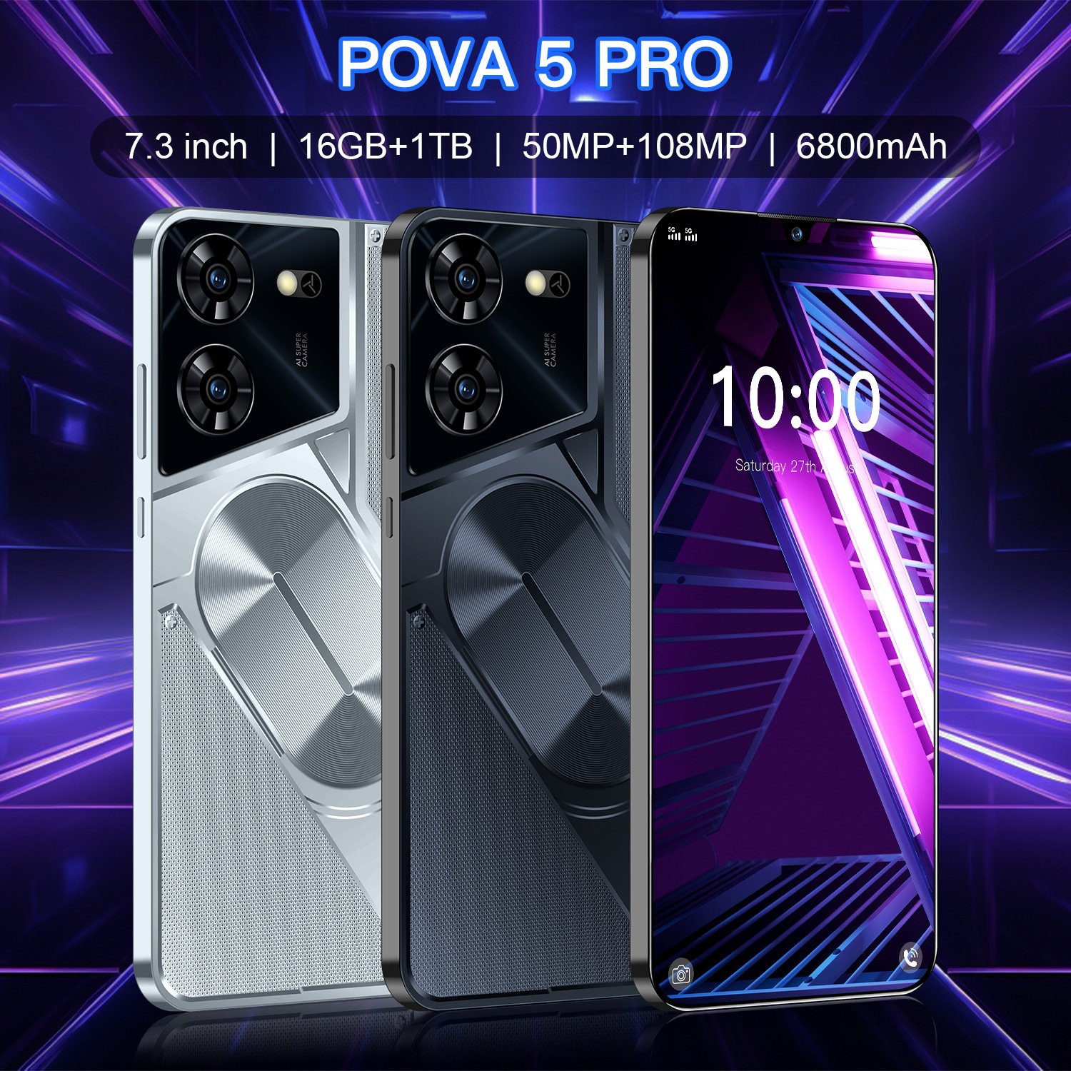 Hot Sale Pova 5 Pro 5g 5g Smartphone 16gb+1tb 6800 Mah Povo Android 13.0 Mobile Phone Tecno Phone