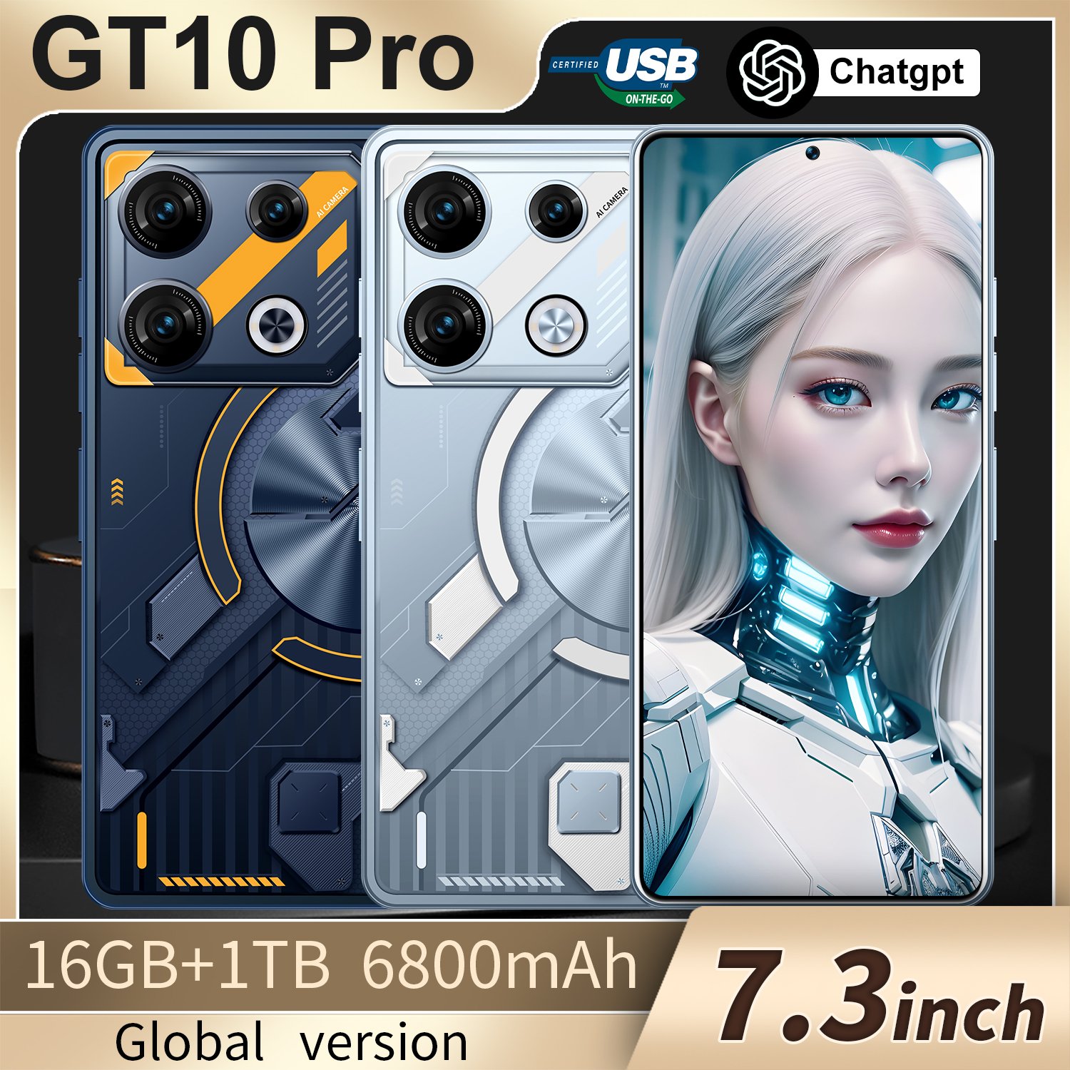 GT10 PRO Fast Charge NFC 5G Phone 7.3 inch 16GB+1TB Global Edition Original Smartphone Android 13.0 Mobile Phones