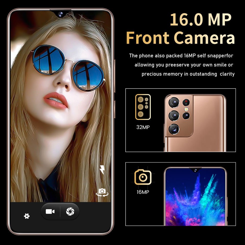 S21 Ultra 16GB+1TB 7.2 Inch 6800mAh Android smartphone Full Screen dual sim card Face Unlock Mobile Phones