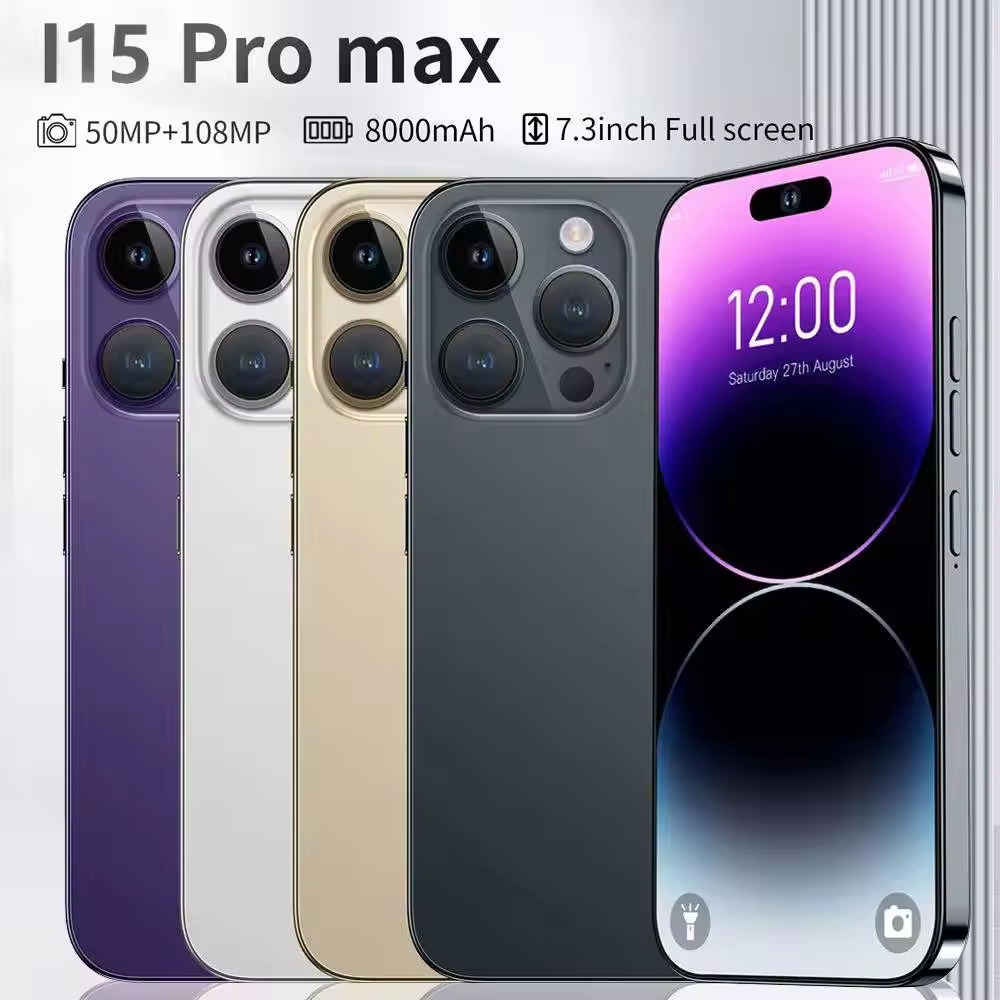 2024 Original i15 phone 15 pro max 5g smartphone New 6.7-inch 16gb + 1TB phone 15 Clone unlock Android phone