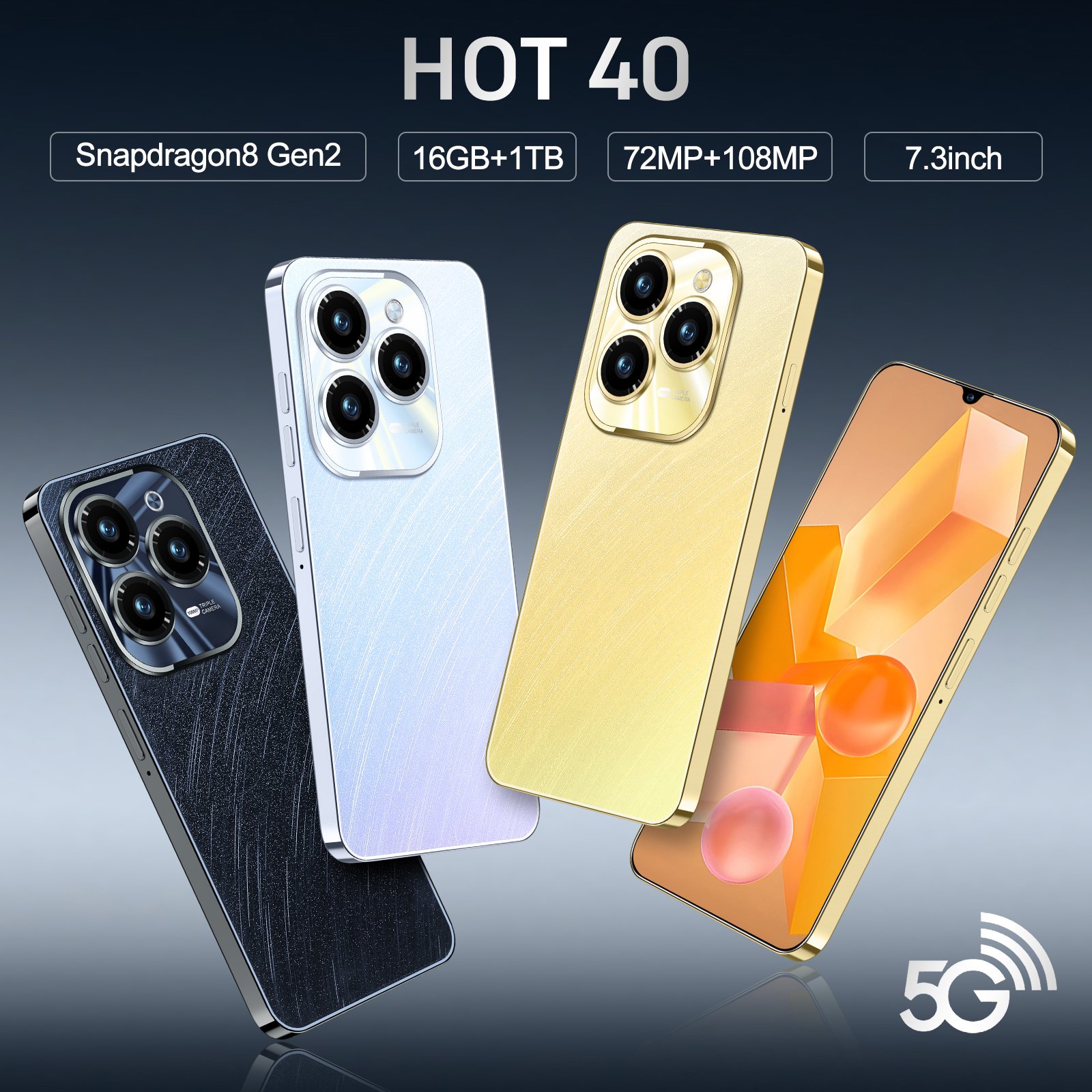 Hot40 Pro Android 6.8-inch incell screen 5g Smartphone16G+1TB true 4G Smart Phone global version Mobile Phone