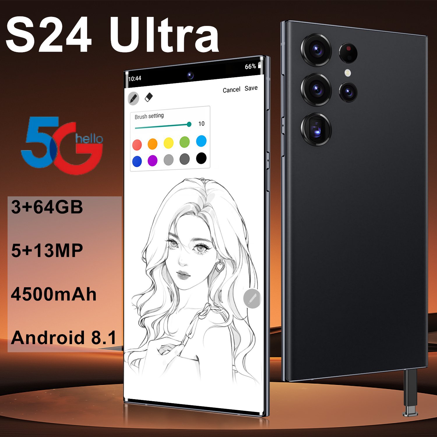 Brand New S24 Ultra 5G Phone 64GB 3GB Android 13.0 Smartphone 7.3inch Full Screen Unlocked Mobile Phones