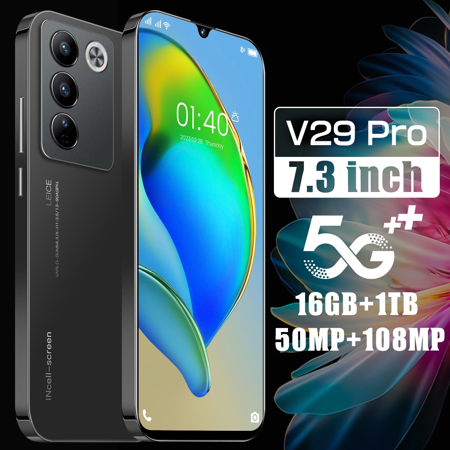 Phones Original V29 pro wholesale Android Cheap 7.3 Inch Land Line mobile phone 5g Smartphone 16GB+1TB cellphones