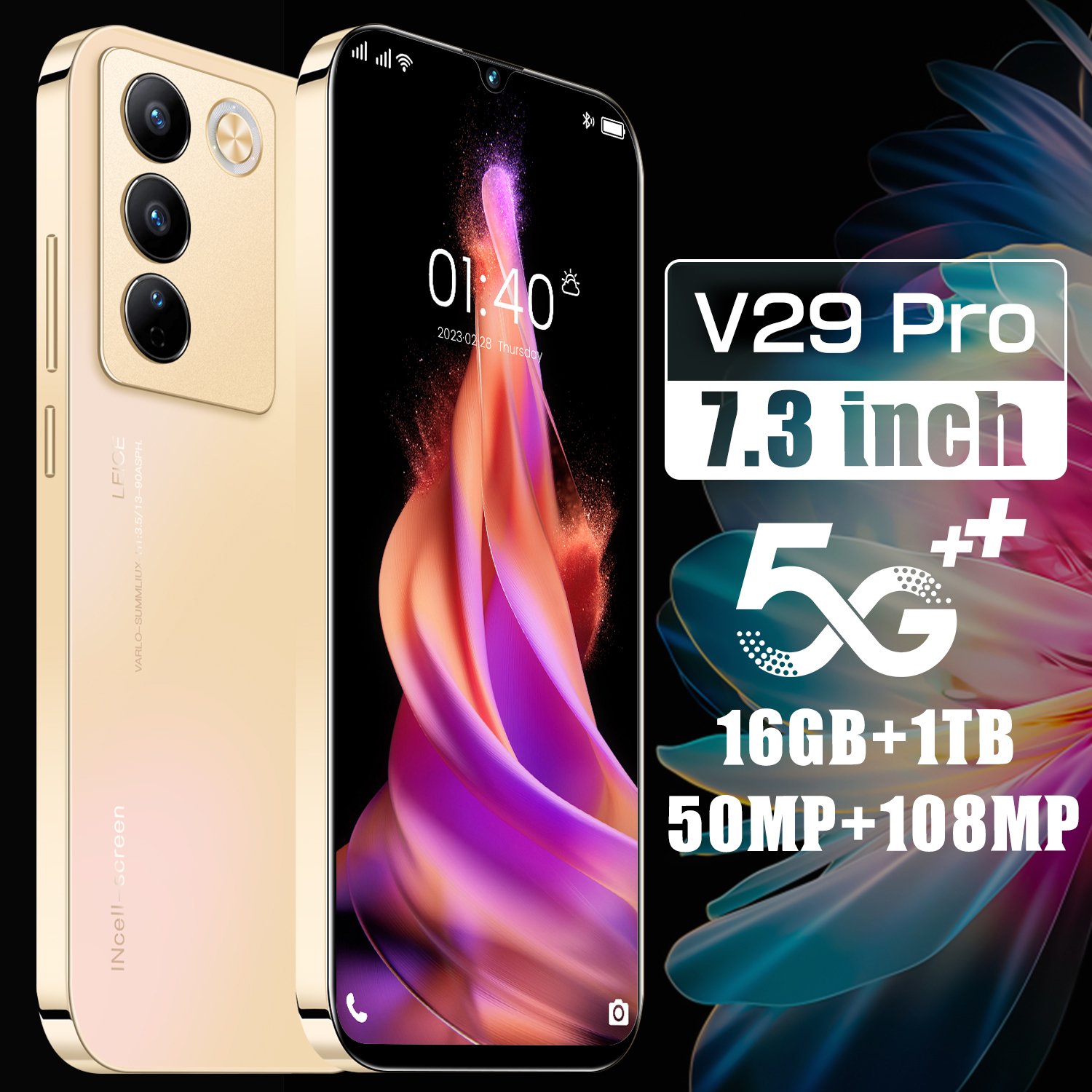 Phones Original V29 pro wholesale Android Cheap 7.3 Inch Land Line mobile phone 5g Smartphone 16GB+1TB cellphones