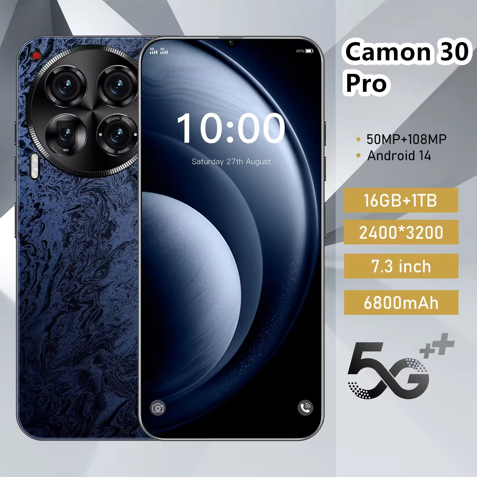 Fnban wholesale cheap global 5g smartphone Camon 30 pro original large screen 16GB +1tb 6800 mah Android 13 gaming mobile phone