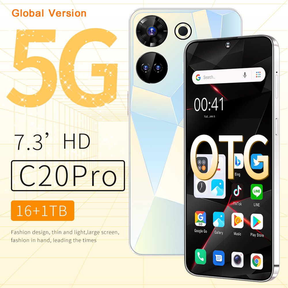 High-End Wholesale C20 5G Android 5G Smartphone 16GB+1TB Dual SIM Face and Fingerprint Unlock