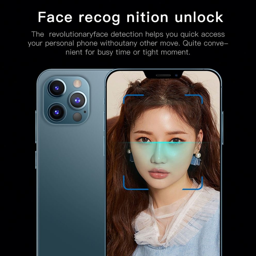Wholesale I12 Pro Max High-Definition 6.7Inch Face Recognition Smartphone 12GB+512GB Long Standby Time Android Mobile Phone