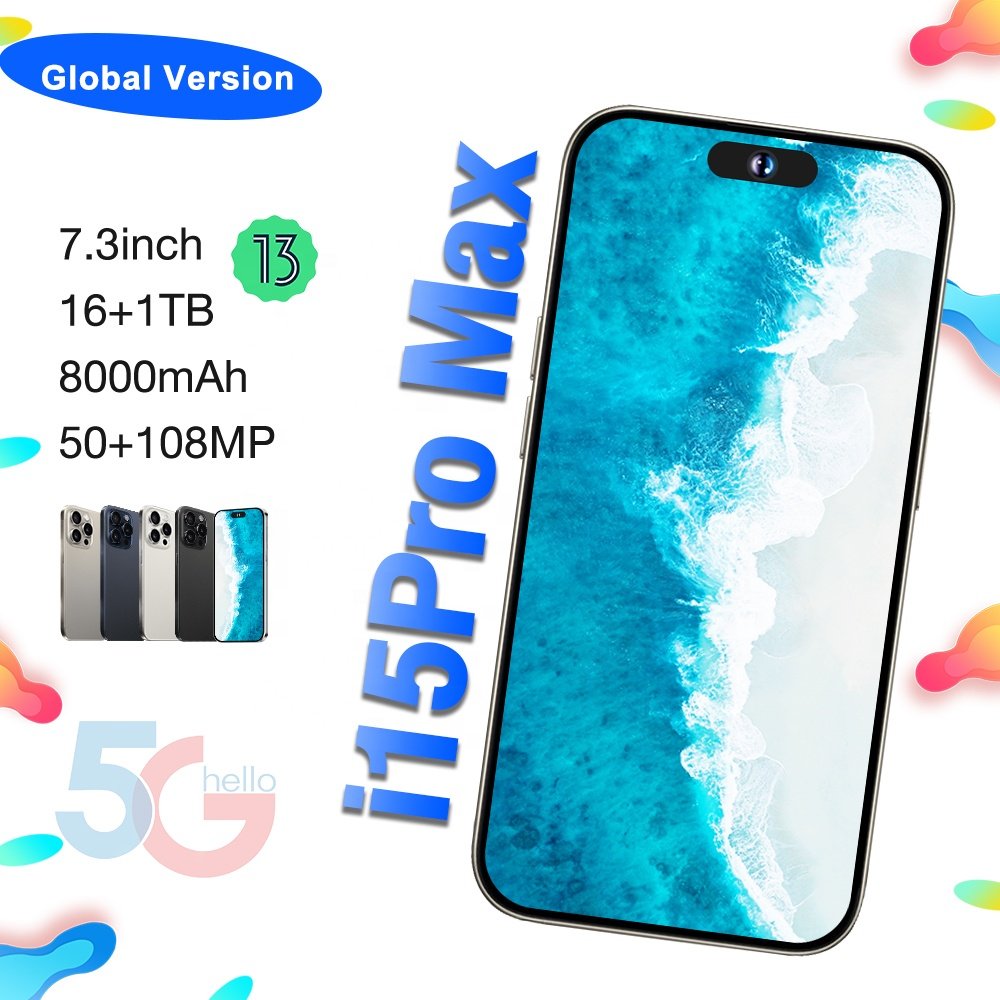 Have Logo Clone 15 pro max 6.8 inch screen 4G 5G smartphone 8GB+512GB unlocked i cell phone 15 pro max Cheap Version Dual Sim