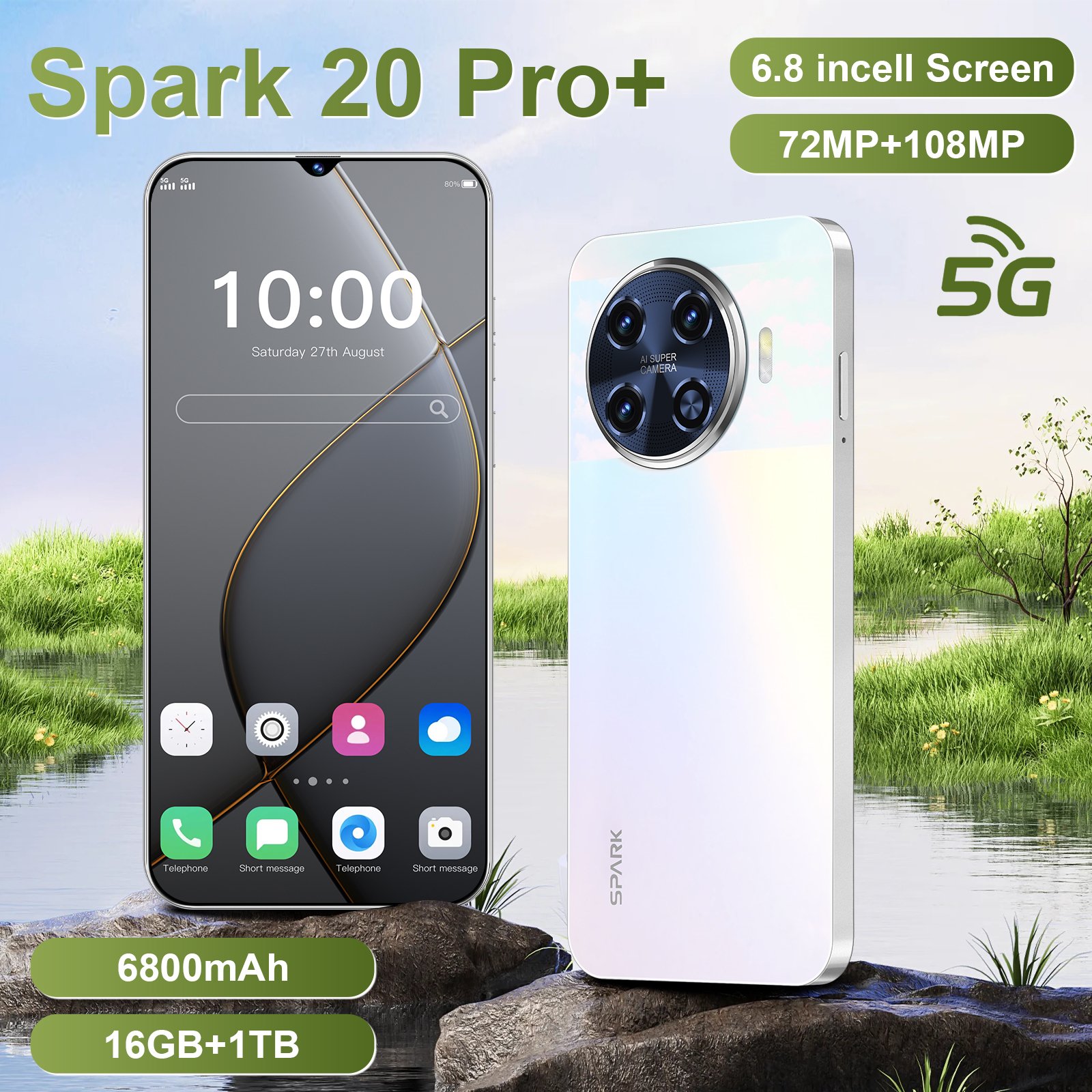 HX new 5G original unlocked smartphone Spark 20 Pro+16+512GB popular African phone Tecno 5G phone
