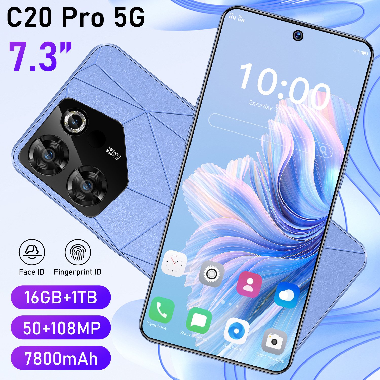 Cubot C20 Pro 5G Smartphone Deca Core CPU 144Hz Refresh Rate Screen Dual Sim 108MP Rear Camera NFC 16GB RAM Gaming Smart Used