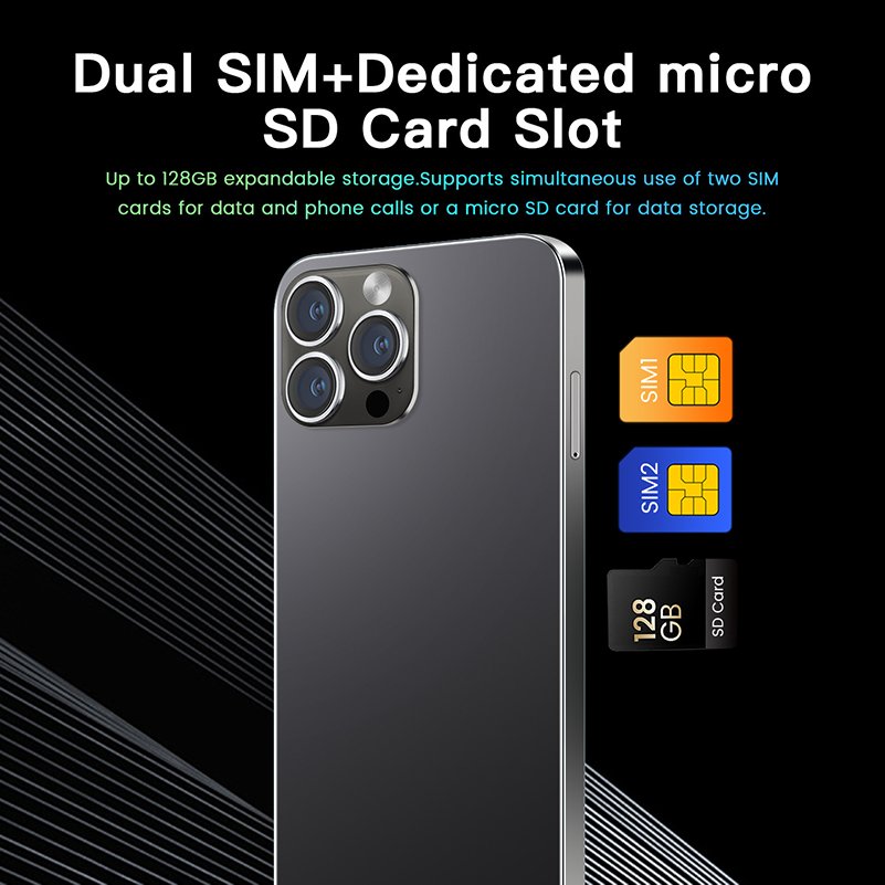 Global Version i14 HIFI Music Smart Phone Face Unlocked 4G 5G HD Screen Resolution 65W Quick Charge Dual Sim 12GB RAM Cellular
