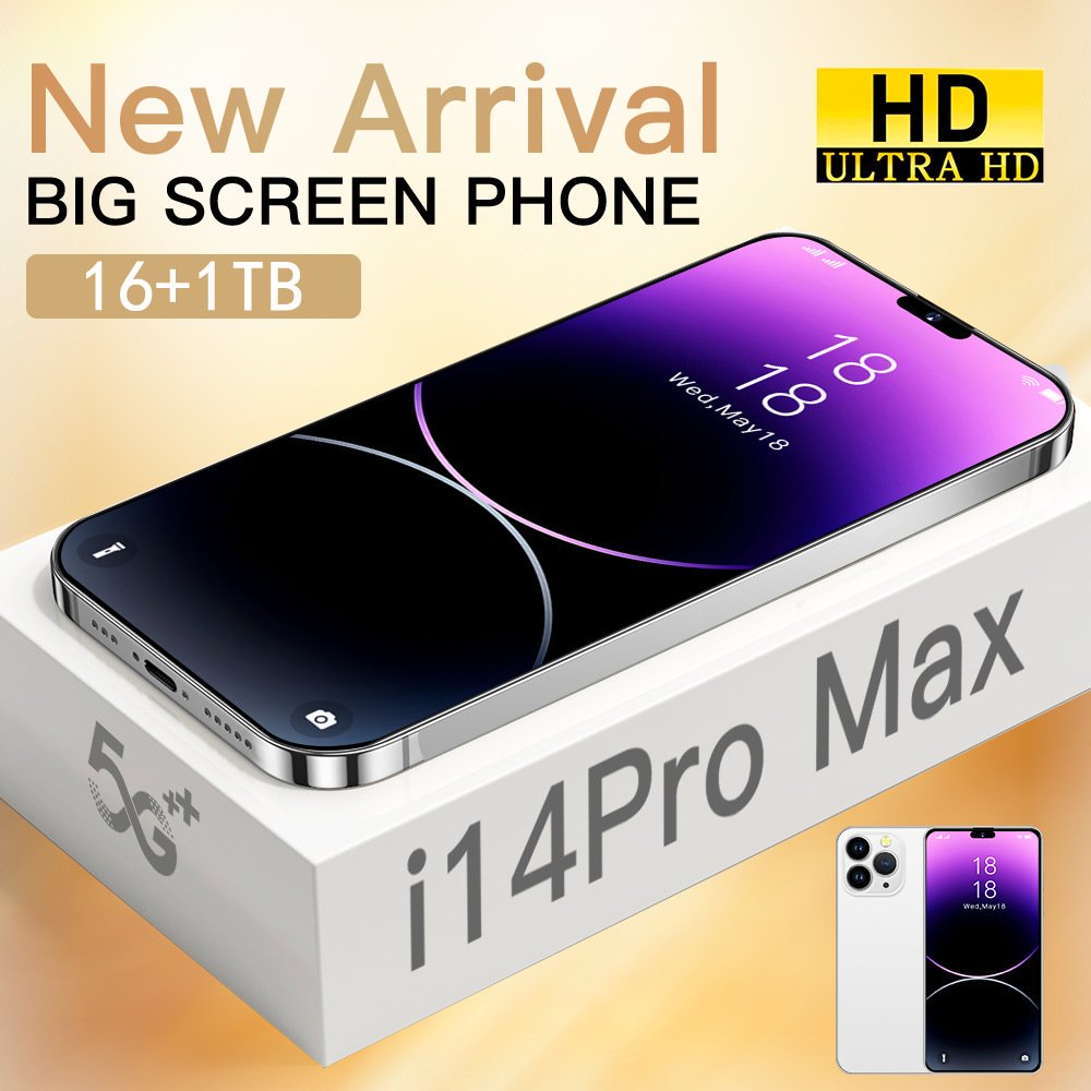 Global Version i14 HIFI Music Smart Phone Face Unlocked 4G 5G HD Screen Resolution 65W Quick Charge Dual Sim 12GB RAM Cellular