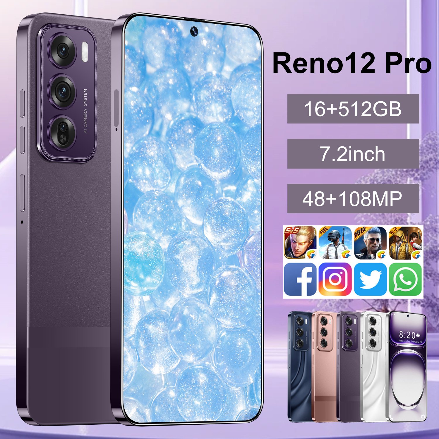 4g 5g reno12 pro mobile phone beautiful camera multi-language unlocked 5g smartphone