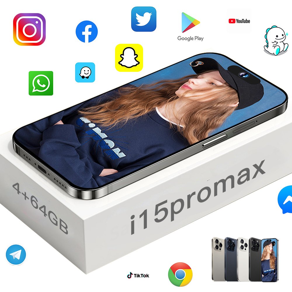 Brand New Cheap 15 pro max 6.8 inch screen 4G 5G smartphone 8GB+512GB unlocked i cell phone 15 pro max clone Version Have Logo