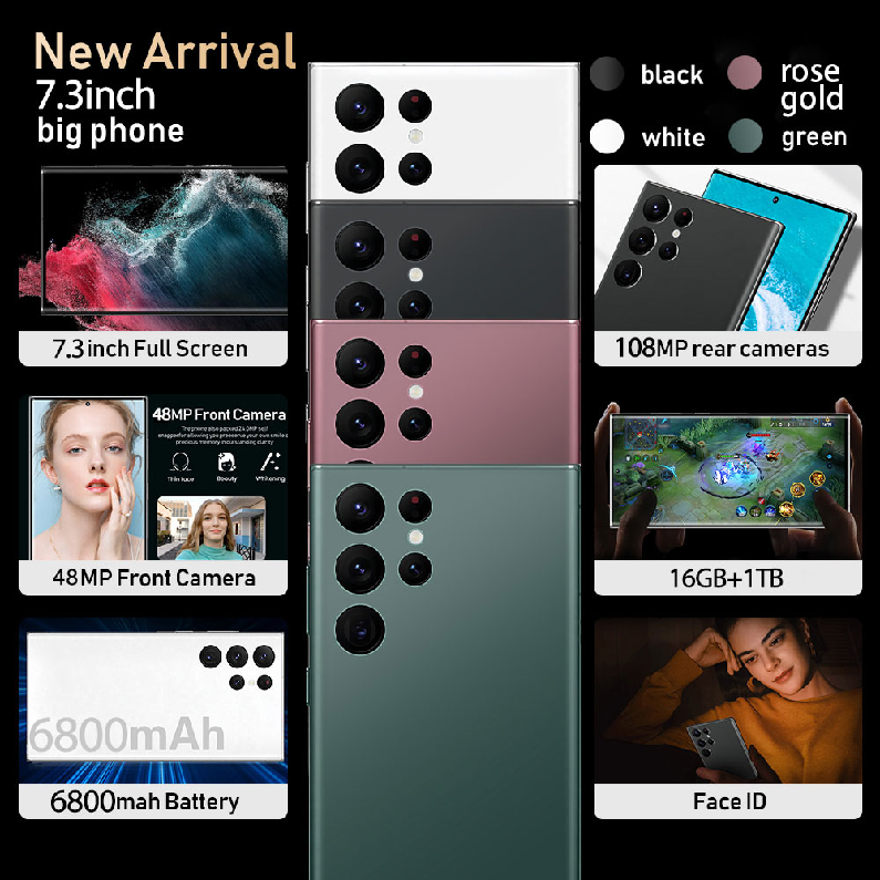 HIGH EQUIPMENT 50% OFF Top Sale Smartphone s23 4G Ultra 16+512g Version Dual SIM Big RAM unlocked cellphone Big Screen Mobile