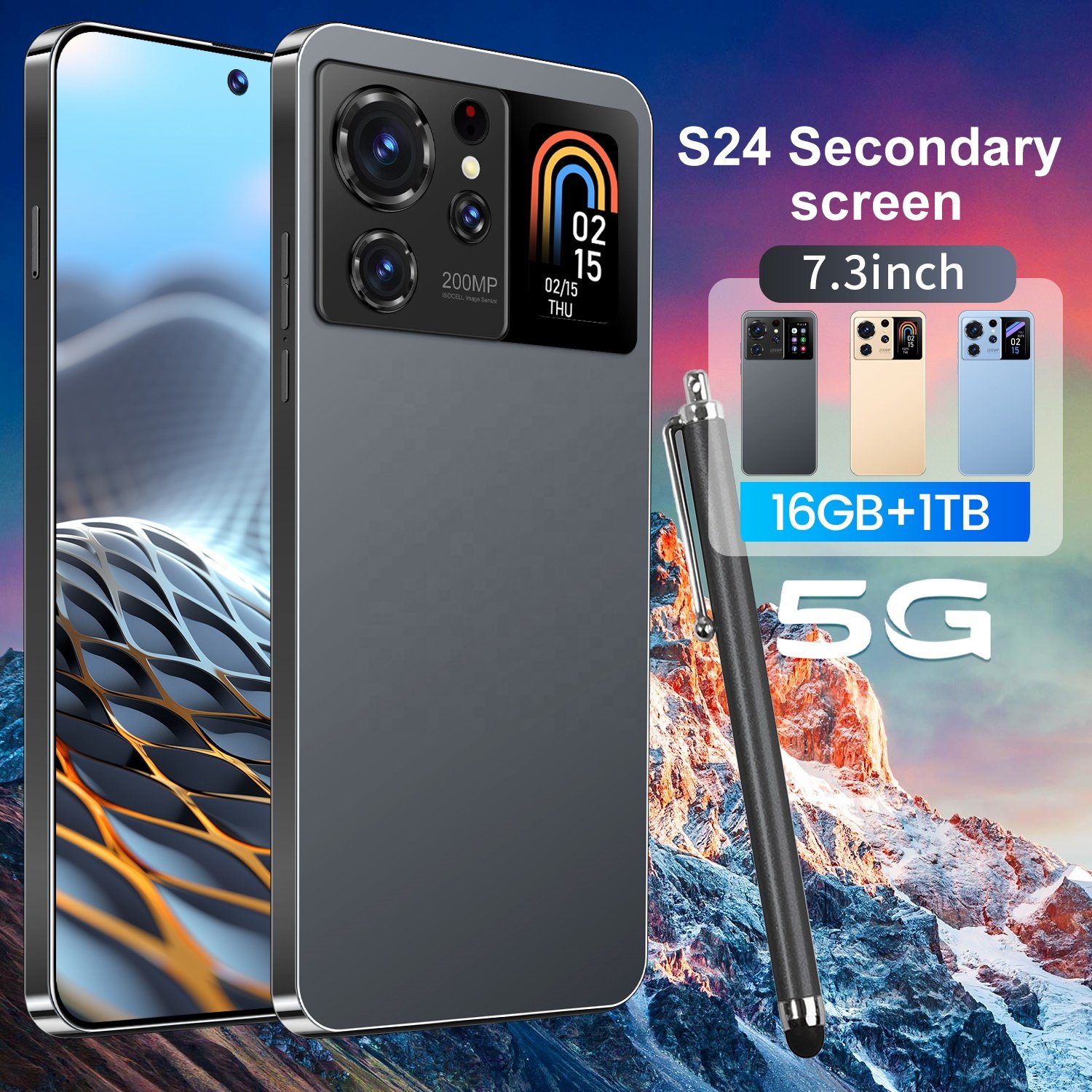 Original phones S24 Secondary screen smartphones 16GB+1TB 5G Dual SIM Cellphone Mobile Phone s24 Secondary screen 5g smartphone