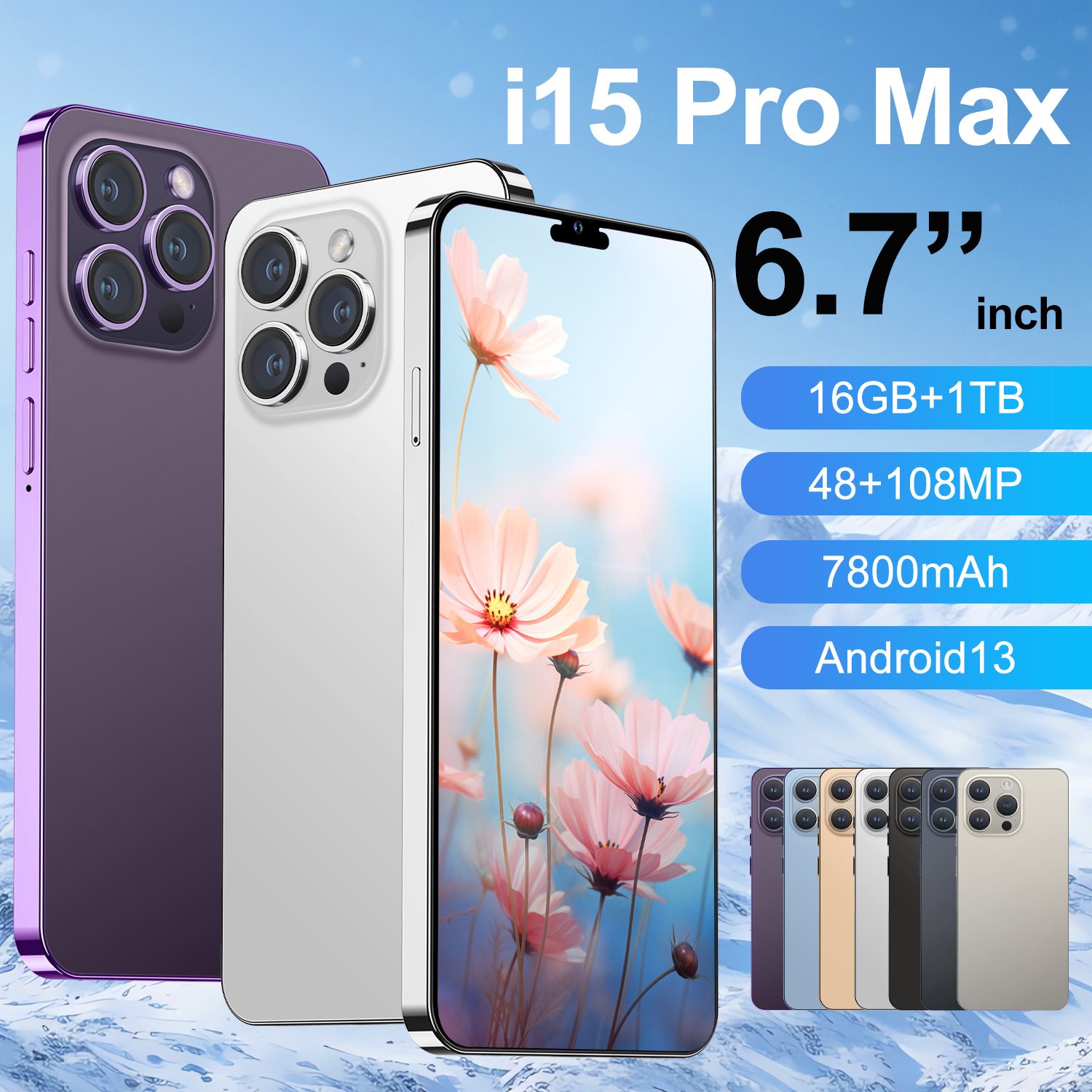 2024 New 15 pro max 6.8 inch screen original 5G smartphone 8GB+512GB unlocked i cell phone 15 pro max clone