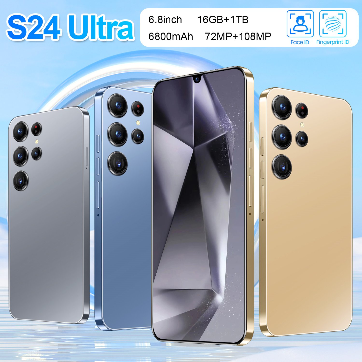 5G Smartphone Original Clone Cheap S24 Ultra 6.8 inch Big Screen 16GB+512GB Smartphone Android 13 For samsung galaxy s24 ultra