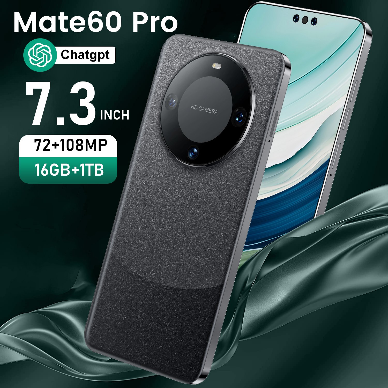 2024 Hot Selling Mate 60 Pro 16gb+1tb Cellphone 7.3 Inch Full Display Android 13.0 Mobilephone 5g Smartphone