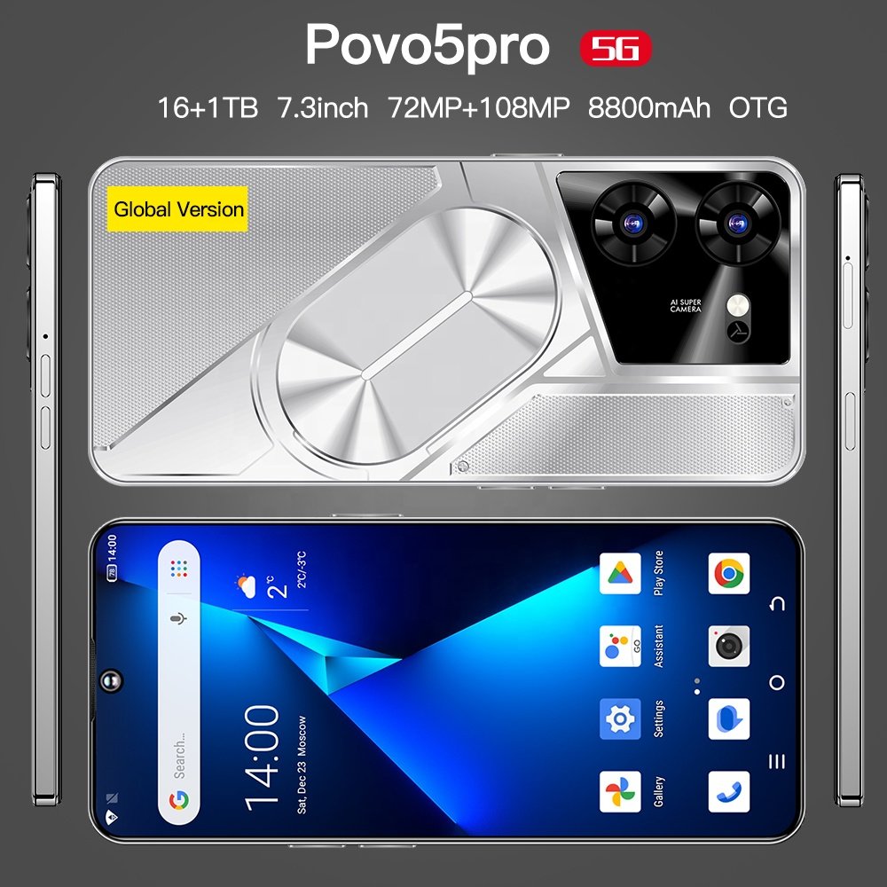 New design 5G Smartphone 7.3 Inch 16GB+1TB 6800 mAh original pova 5 pro Mobile Phone hot selling Android 13.0 tecno phone